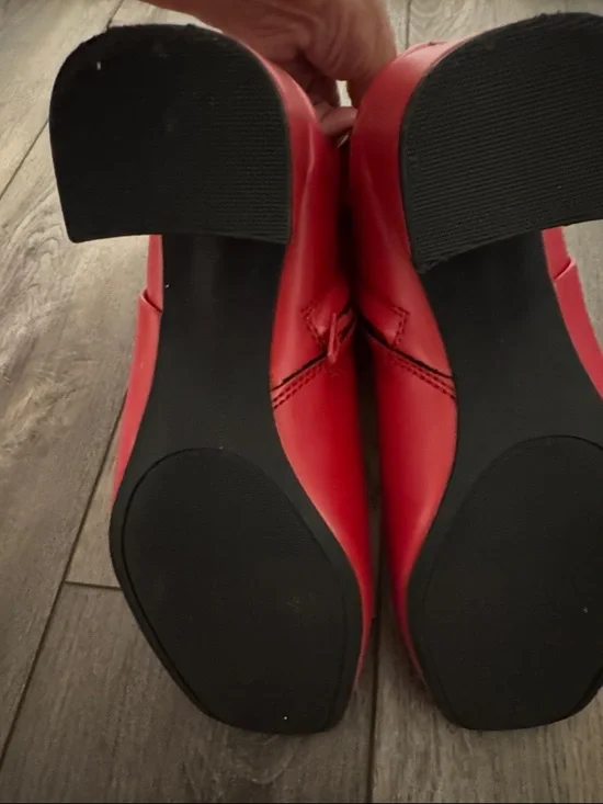 Sugar Element Red Square-Toe Block Heel Ankle Boots 8 - Picture 3 of 4